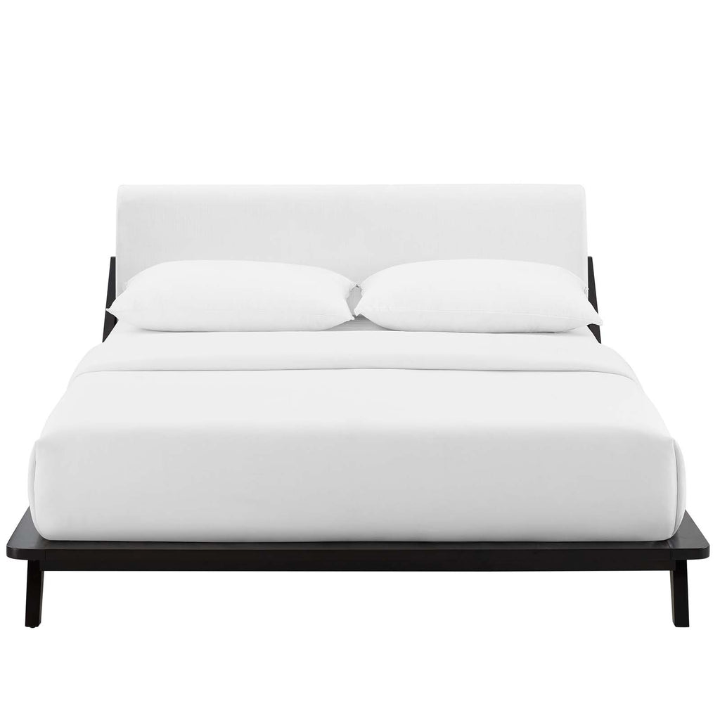 Luella Queen Upholstered Fabric Platform Bed in Cappuccino White