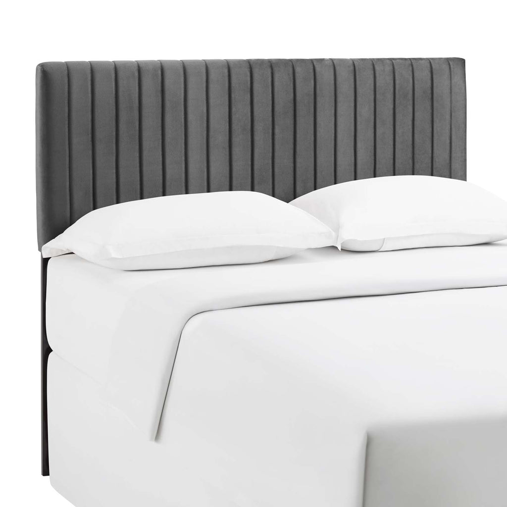 Keira Full / Queen Performance Velvet Headboard in Gray