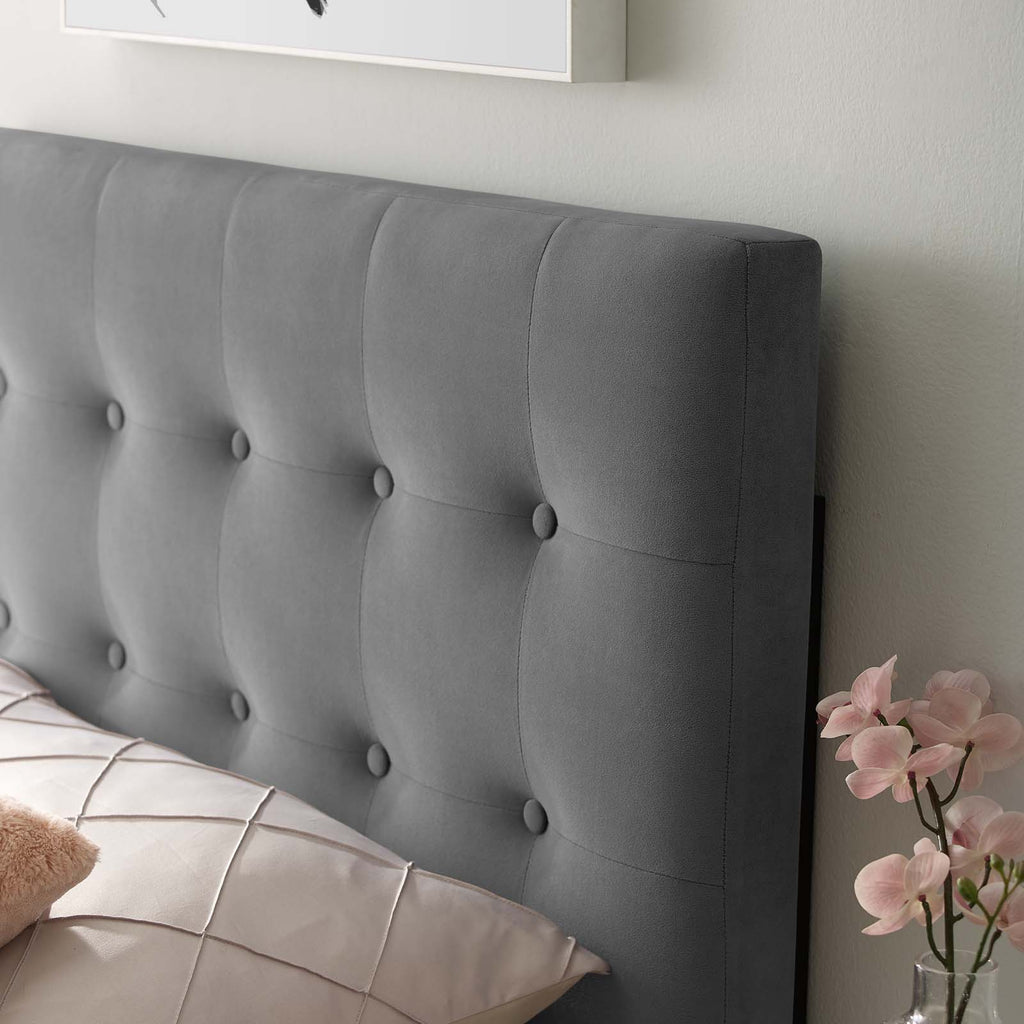 Emily Twin Biscuit Tufted Performance Velvet Headboard in Gray