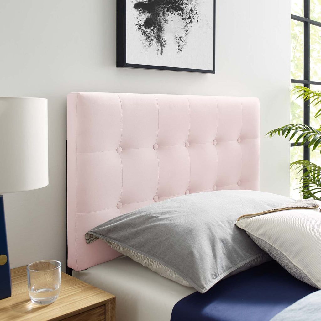 Emily Twin Biscuit Tufted Performance Velvet Headboard in Pink