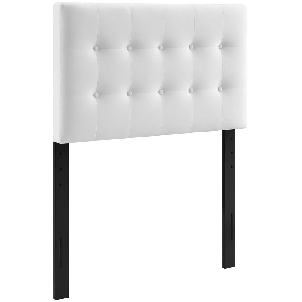 Emily Twin Biscuit Tufted Performance Velvet Headboard in White