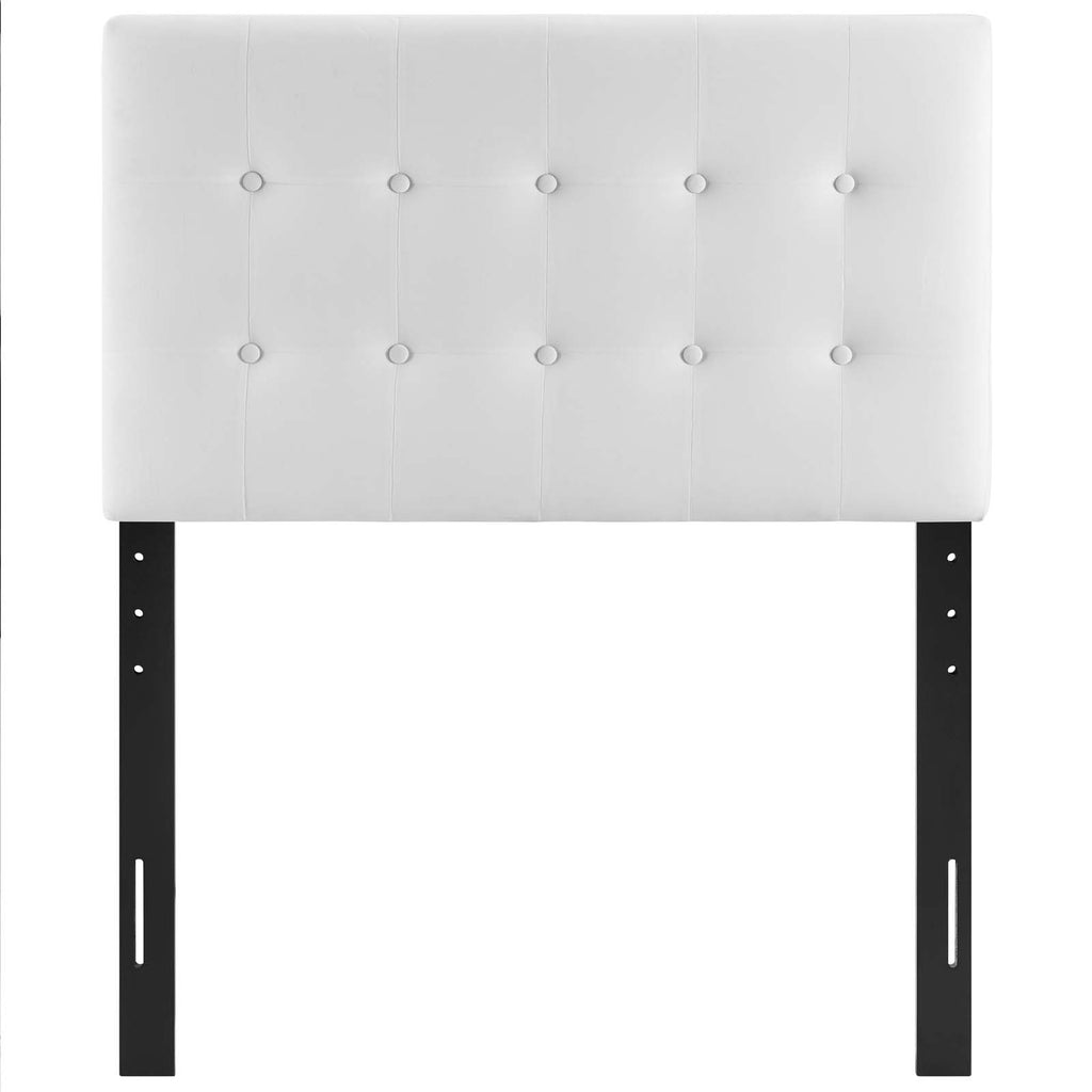 Emily Twin Biscuit Tufted Performance Velvet Headboard in White