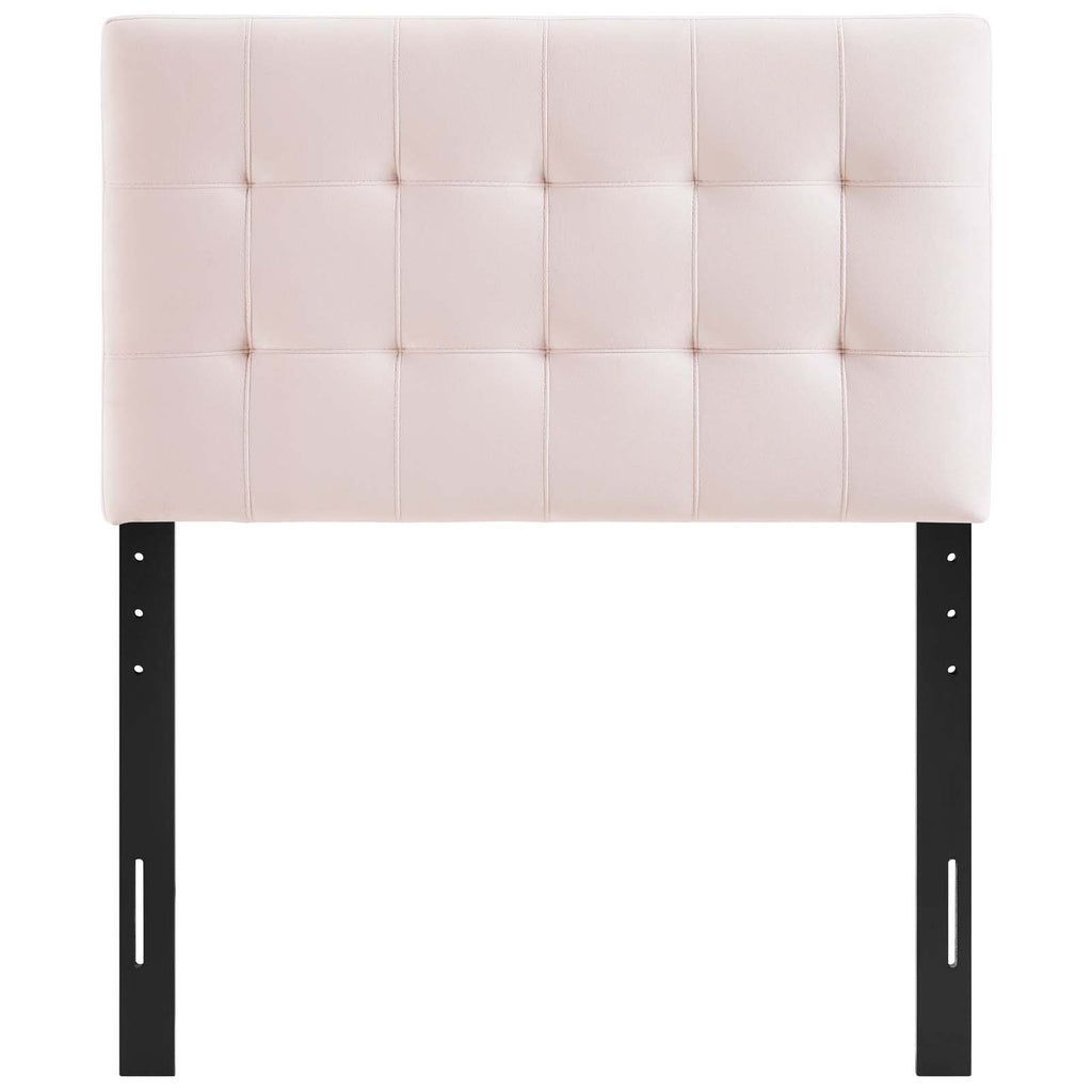 Lily Biscuit Tufted Twin Performance Velvet Headboard in Pink