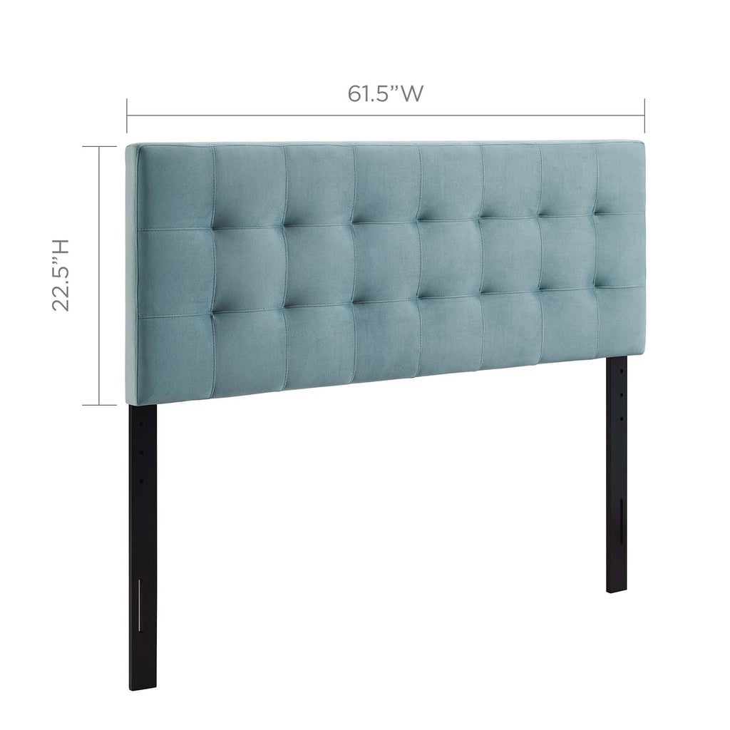 Lily Queen Biscuit Tufted Performance Velvet Headboard in Light Blue