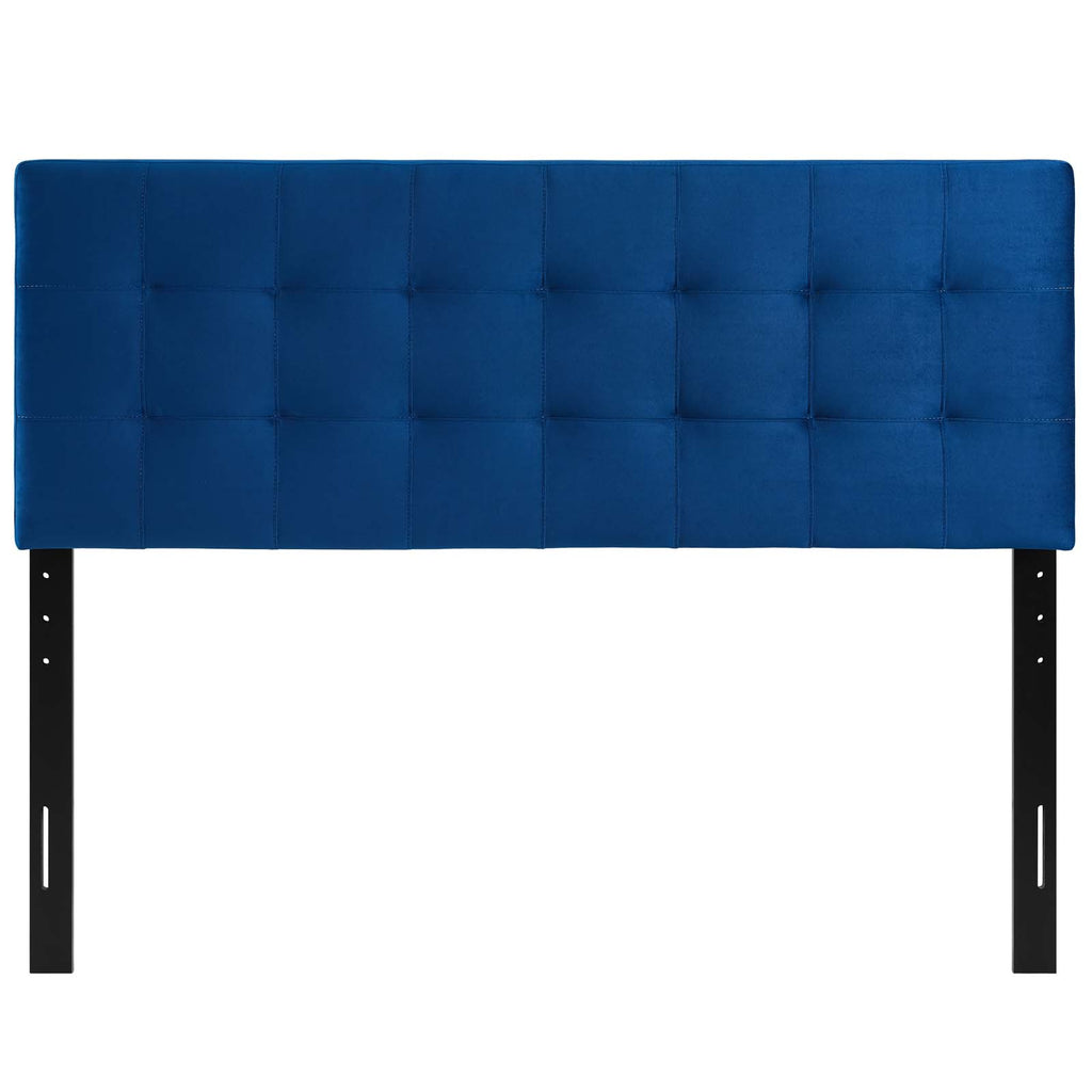 Lily Queen Biscuit Tufted Performance Velvet Headboard in Navy