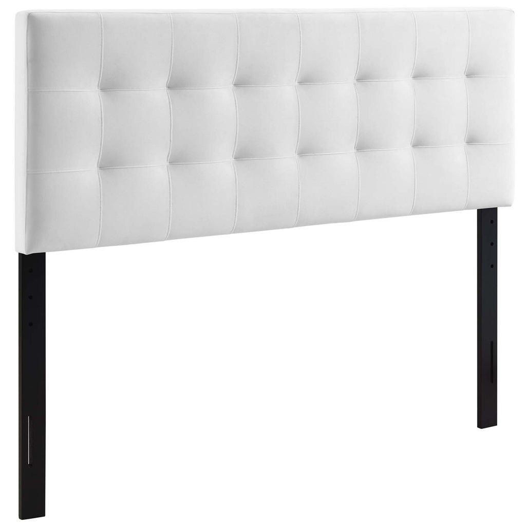 Lily Queen Biscuit Tufted Performance Velvet Headboard in White