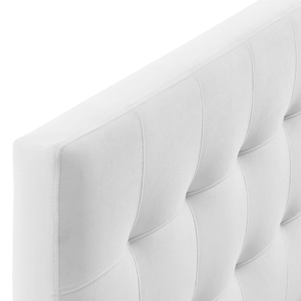 Lily Queen Biscuit Tufted Performance Velvet Headboard in White