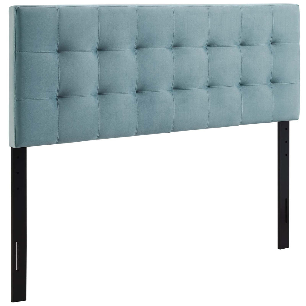 Lily King Biscuit Tufted Performance Velvet Headboard in Light Blue