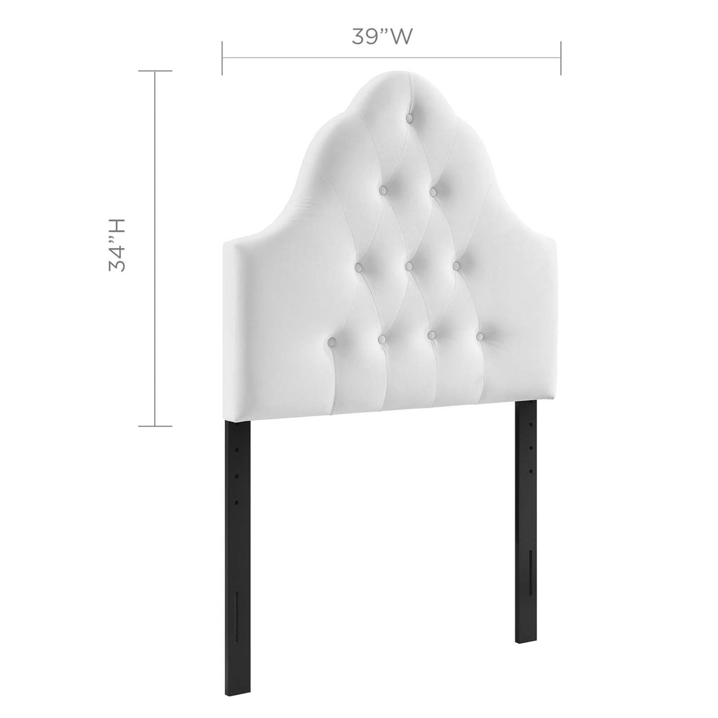 Sovereign Twin Diamond Tufted Performance Velvet Headboard in White