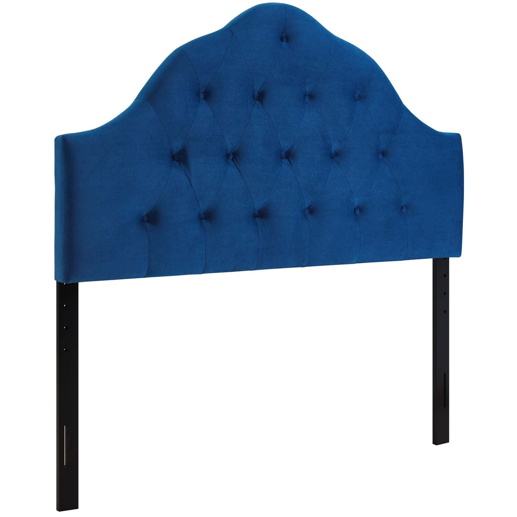 Sovereign Queen Diamond Tufted Performance Velvet Headboard in Navy