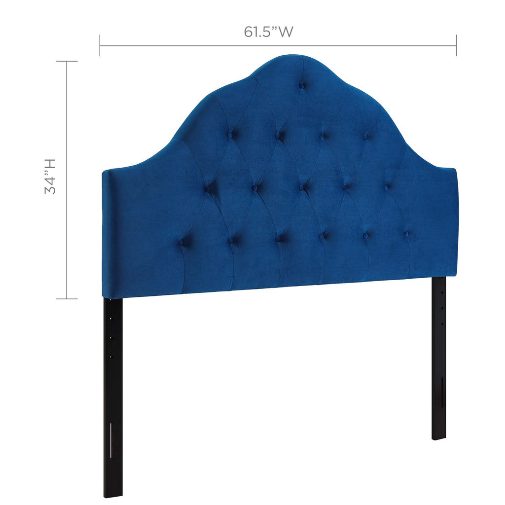 Sovereign Queen Diamond Tufted Performance Velvet Headboard in Navy