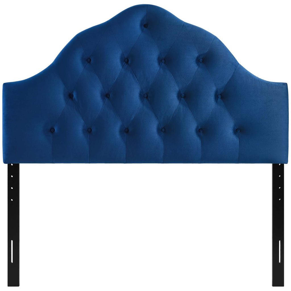 Sovereign Queen Diamond Tufted Performance Velvet Headboard in Navy