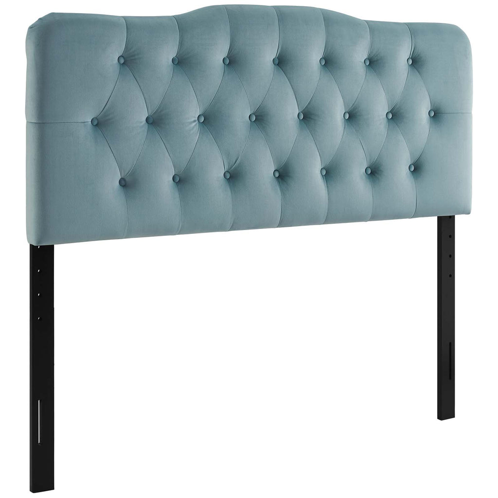 Annabel Full Diamond Tufted Performance Velvet Headboard in Light Blue