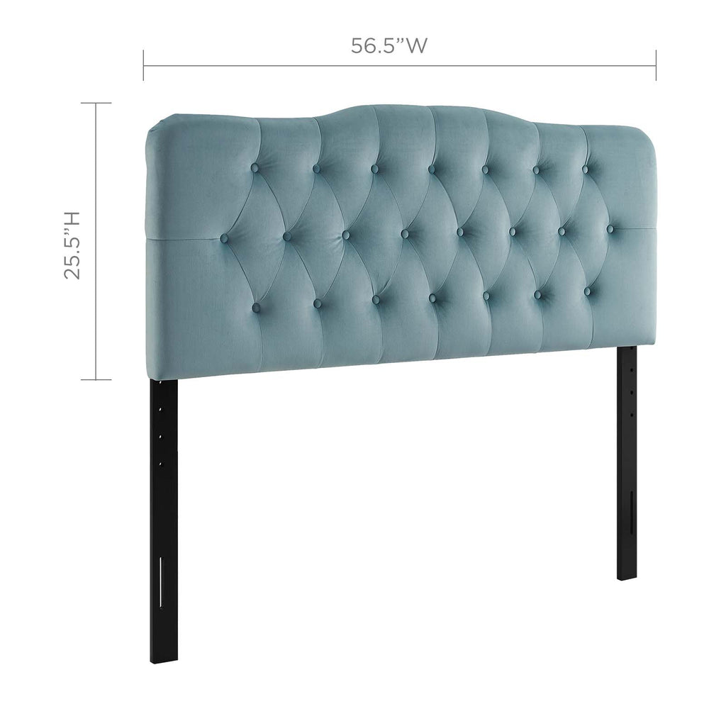 Annabel Full Diamond Tufted Performance Velvet Headboard in Light Blue