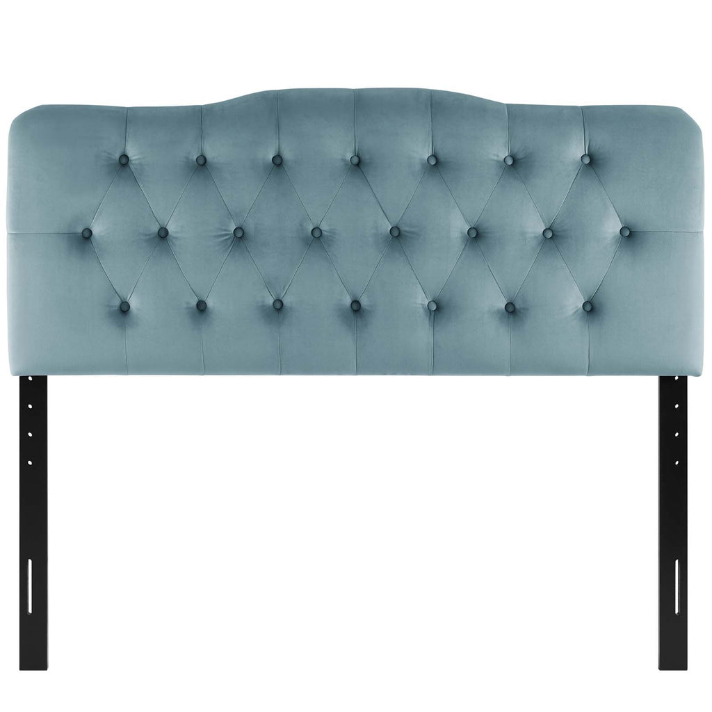 Annabel Full Diamond Tufted Performance Velvet Headboard in Light Blue