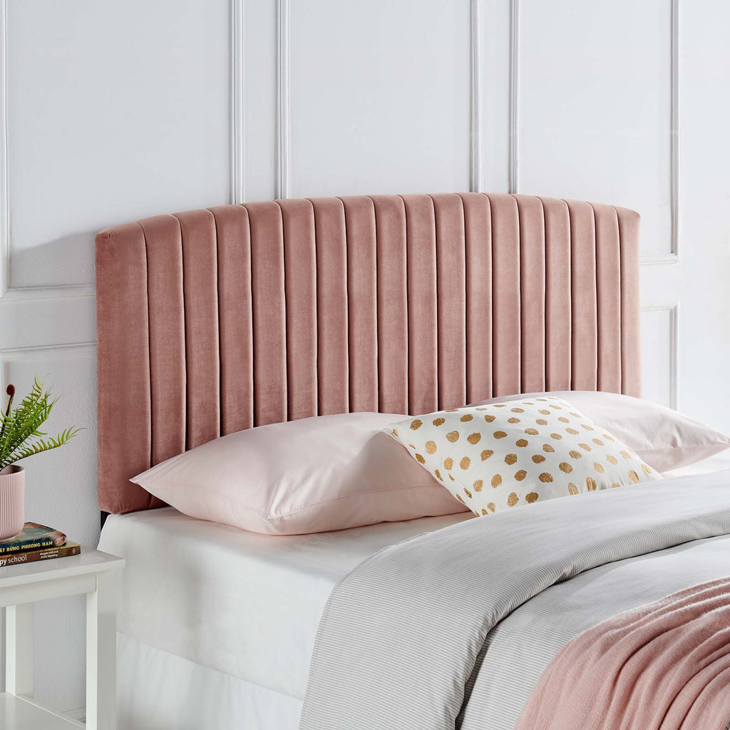 Rebecca Performance Velvet Twin Headboard in Dusty Rose