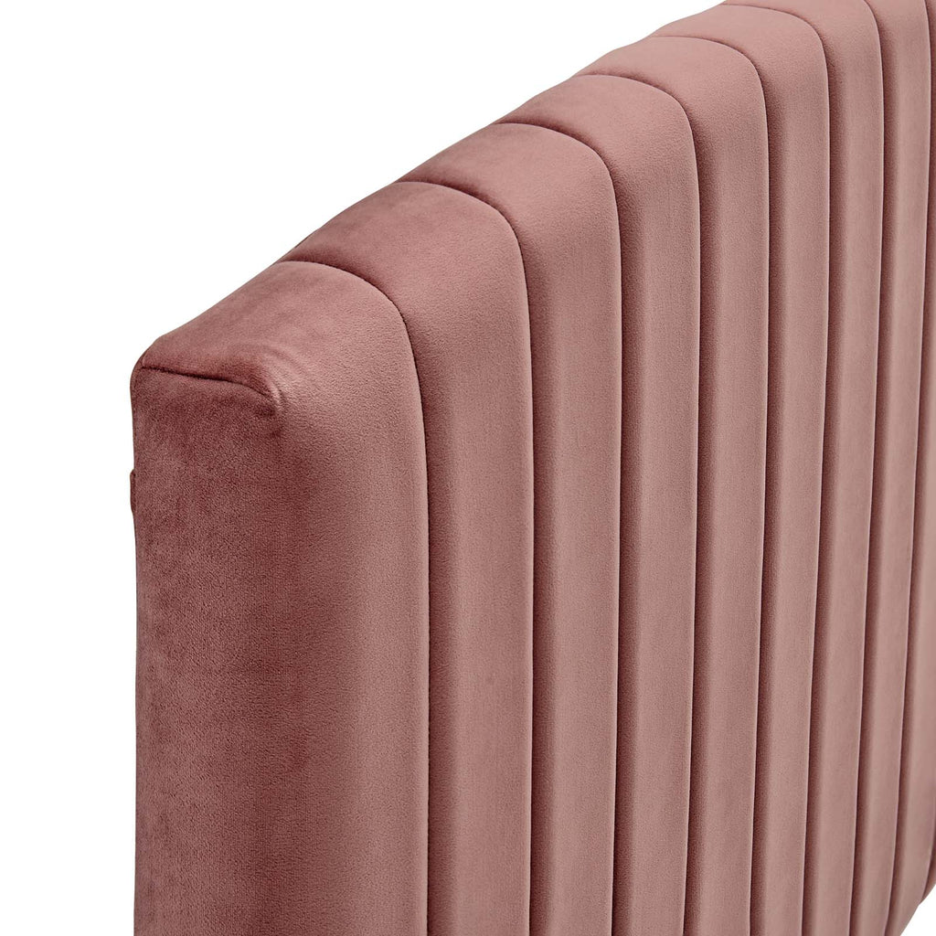 Rebecca Performance Velvet Twin Headboard in Dusty Rose