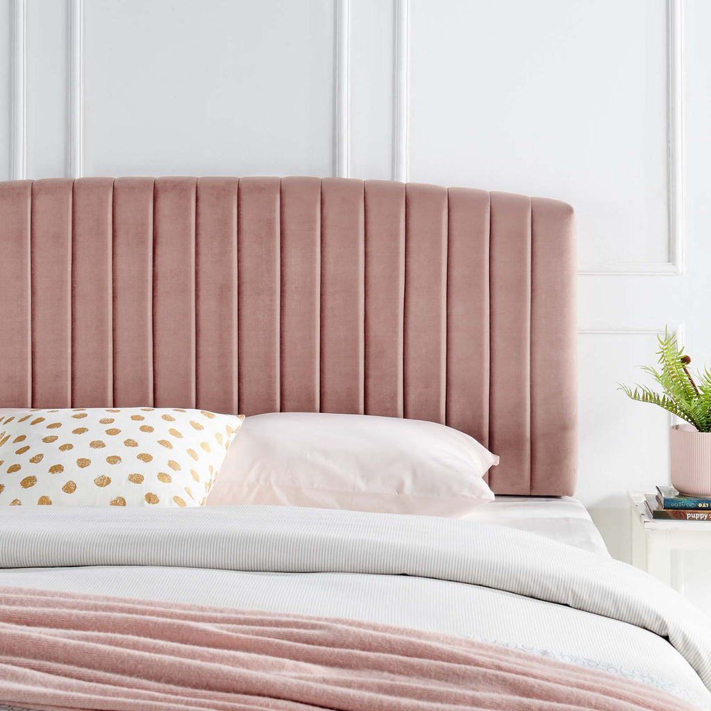 Rebecca Performance Velvet Twin Headboard in Dusty Rose