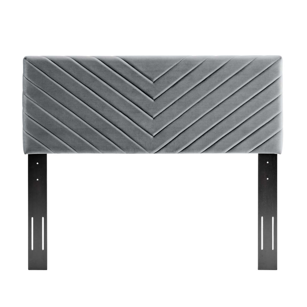 Alyson Angular Channel Tufted Performance Velvet Twin Headboard in Charcoal