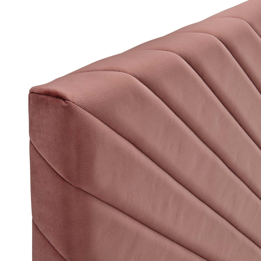 Alyson Angular Channel Tufted Performance Velvet Twin Headboard in Dusty Rose