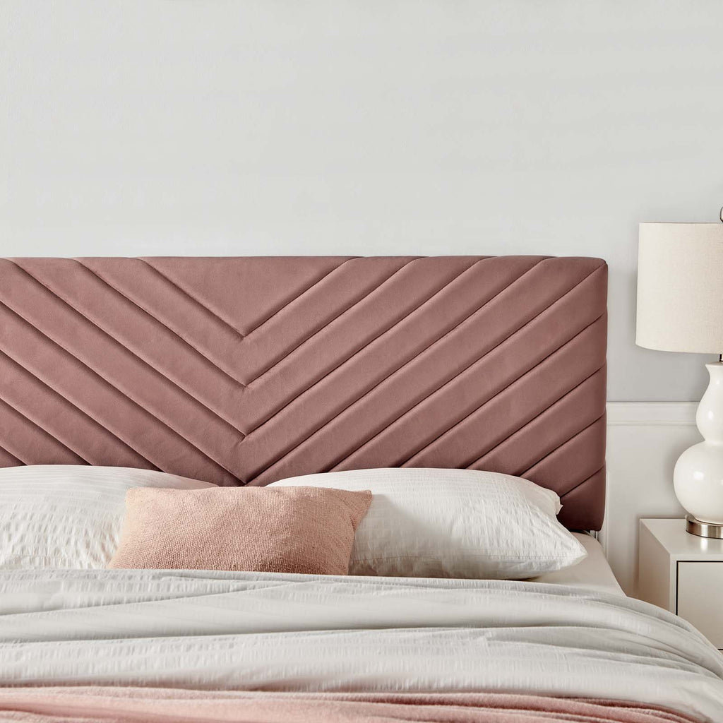 Alyson Angular Channel Tufted Performance Velvet Twin Headboard in Dusty Rose