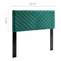 Alyson Angular Channel Tufted Performance Velvet Twin Headboard in Teal