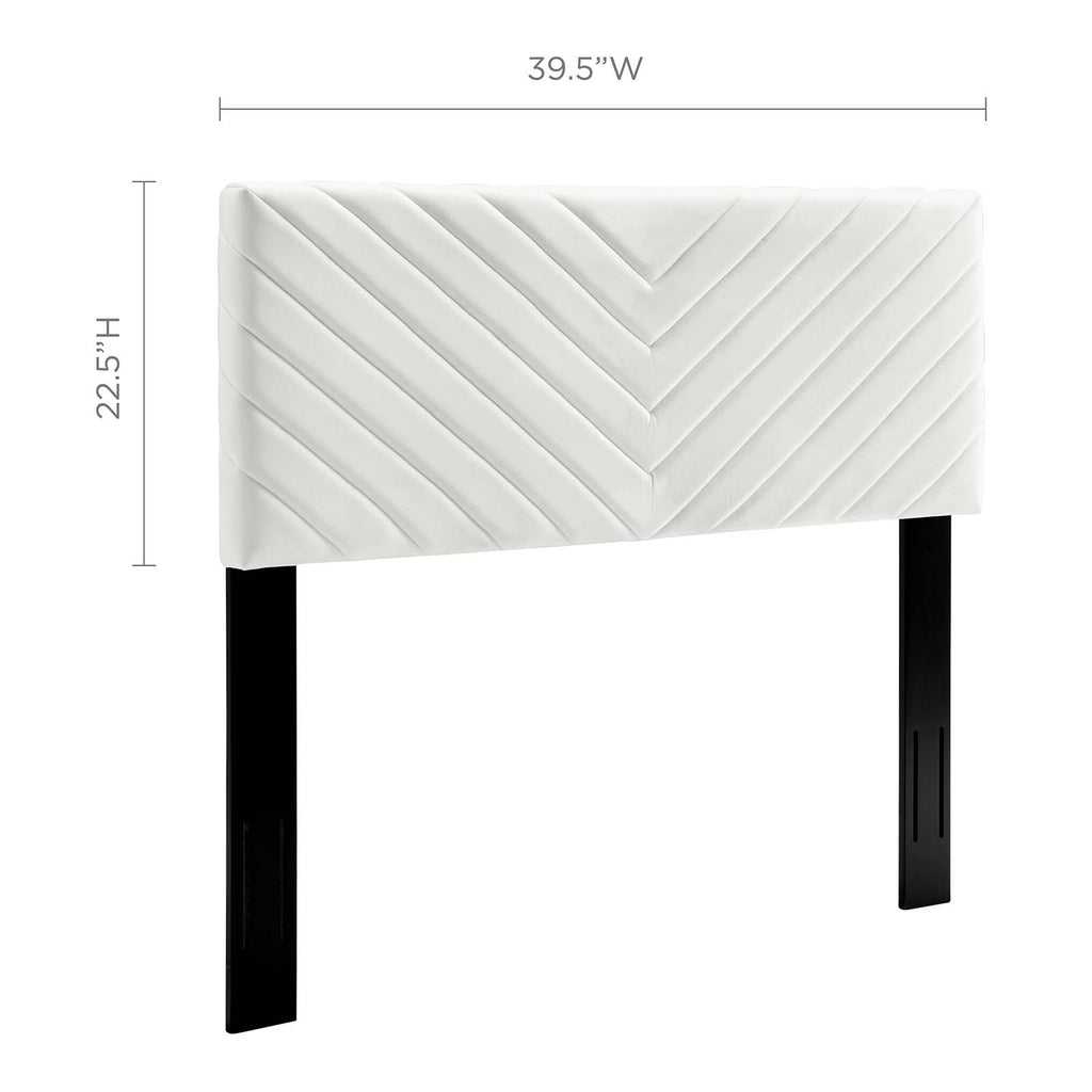 Alyson Angular Channel Tufted Performance Velvet Twin Headboard in White