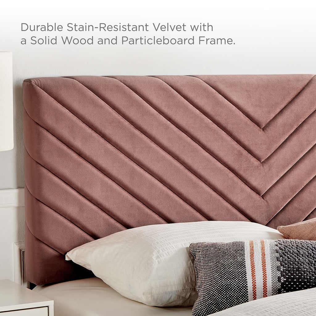 Alyson Angular Channel Tufted Performance Velvet Full / Queen Headboard in Dusty Rose