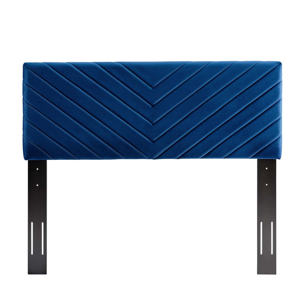 Alyson Angular Channel Tufted Performance Velvet King / California King Headboard in Navy