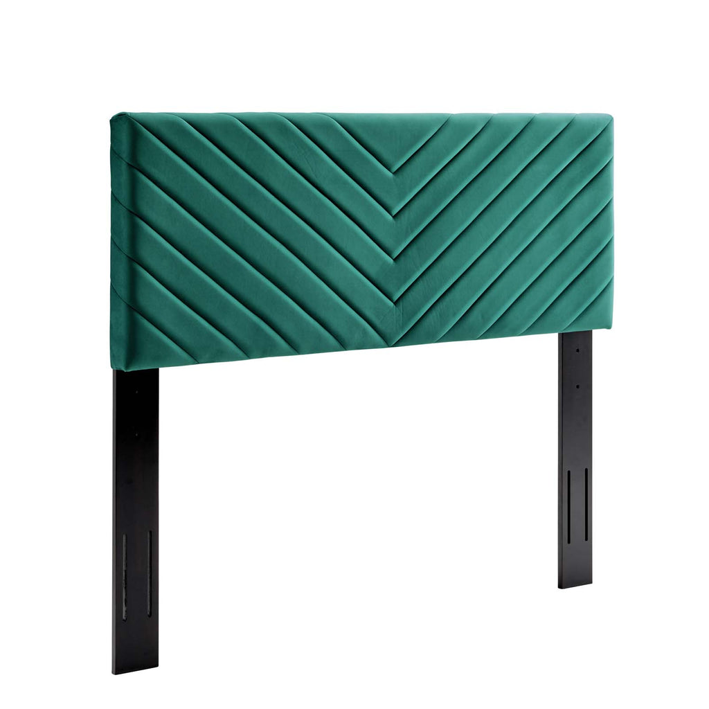 Alyson Angular Channel Tufted Performance Velvet King / California King Headboard in Teal