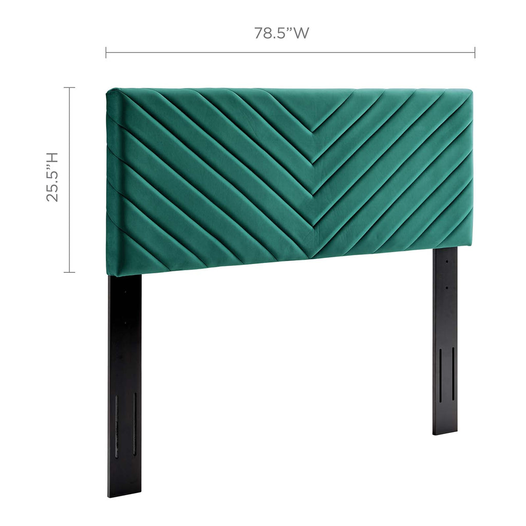 Alyson Angular Channel Tufted Performance Velvet King / California King Headboard in Teal