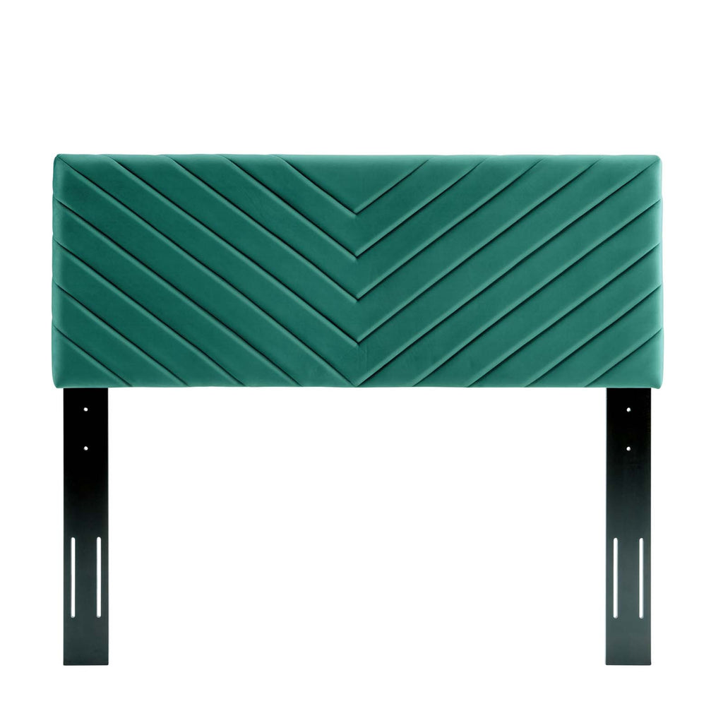 Alyson Angular Channel Tufted Performance Velvet King / California King Headboard in Teal