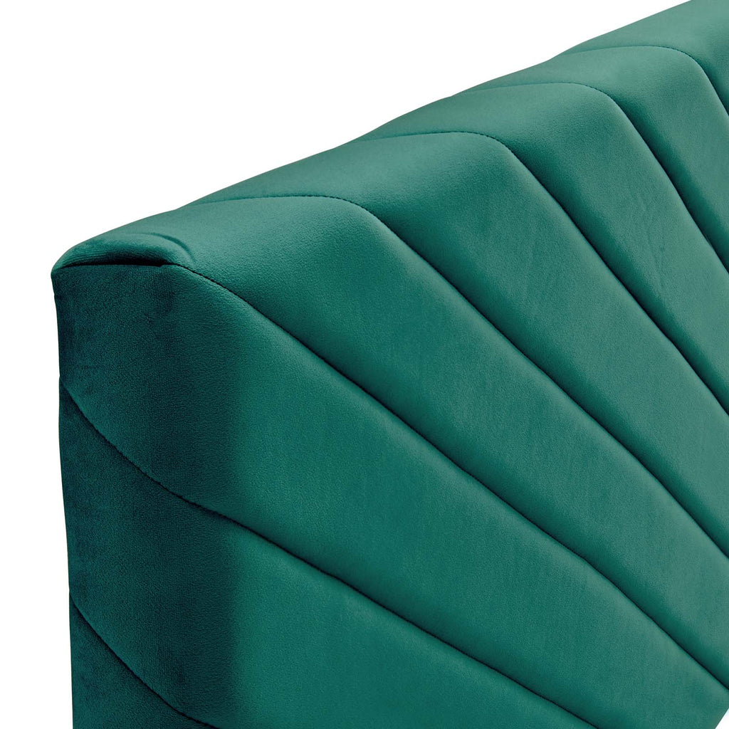 Alyson Angular Channel Tufted Performance Velvet King / California King Headboard in Teal