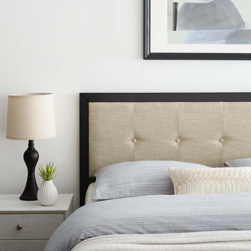 Teagan Tufted Full Headboard in Black Beige