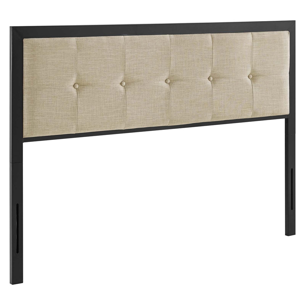 Teagan Tufted King Headboard in Black Beige