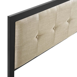 Teagan Tufted King Headboard in Black Beige