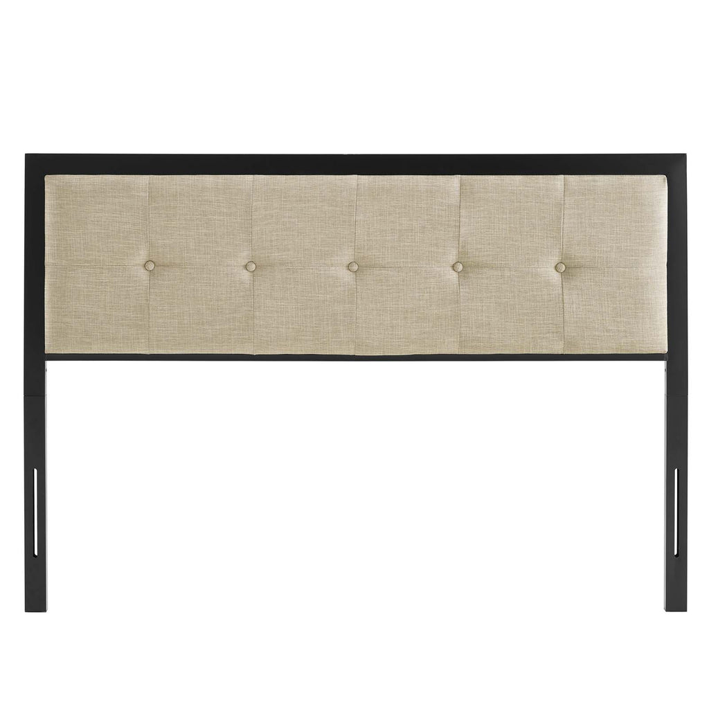 Teagan Tufted King Headboard in Black Beige