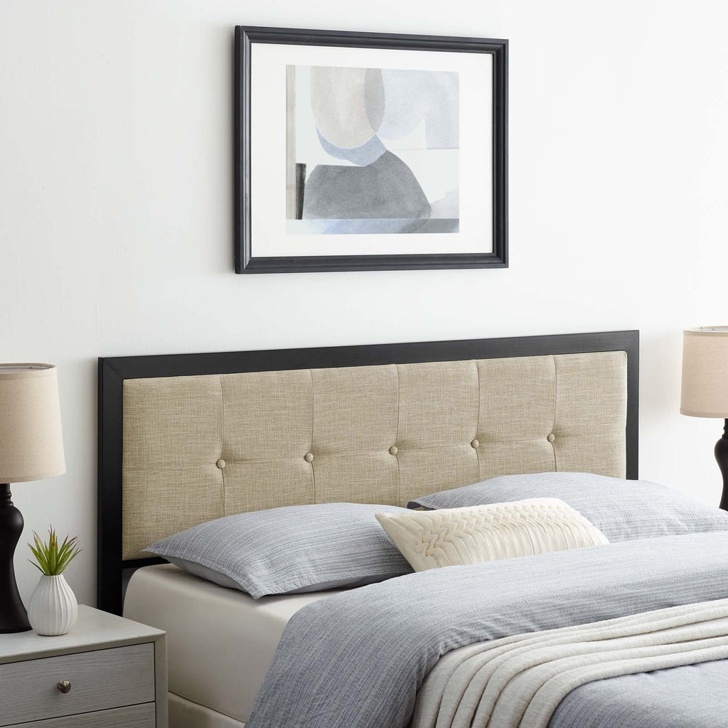 Teagan Tufted King Headboard in Black Beige