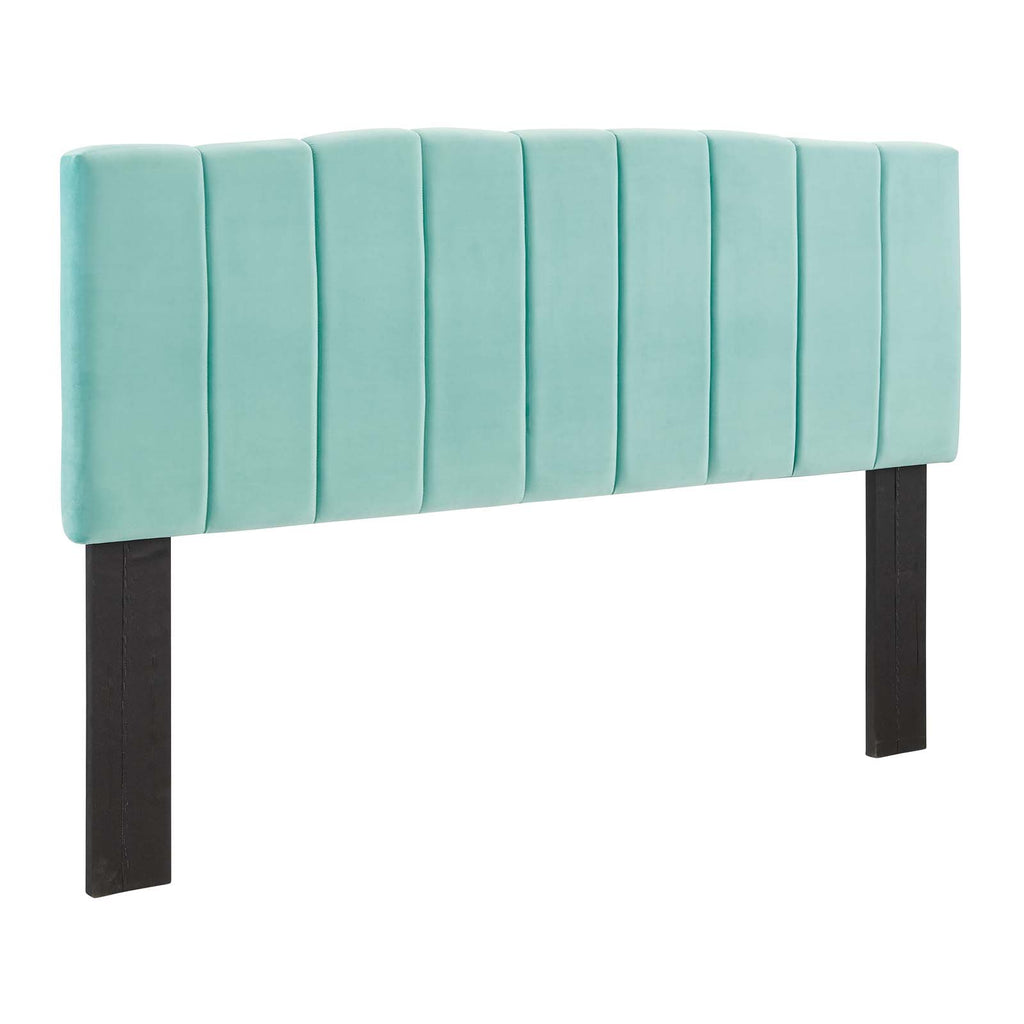 Camilla Channel Tufted Full/Queen Performance Velvet Headboard in Mint