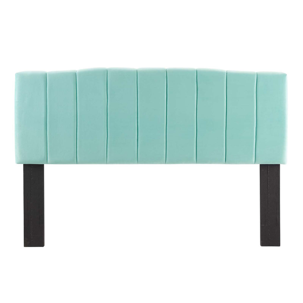 Camilla Channel Tufted King/California King Performance Velvet Headboard in Mint