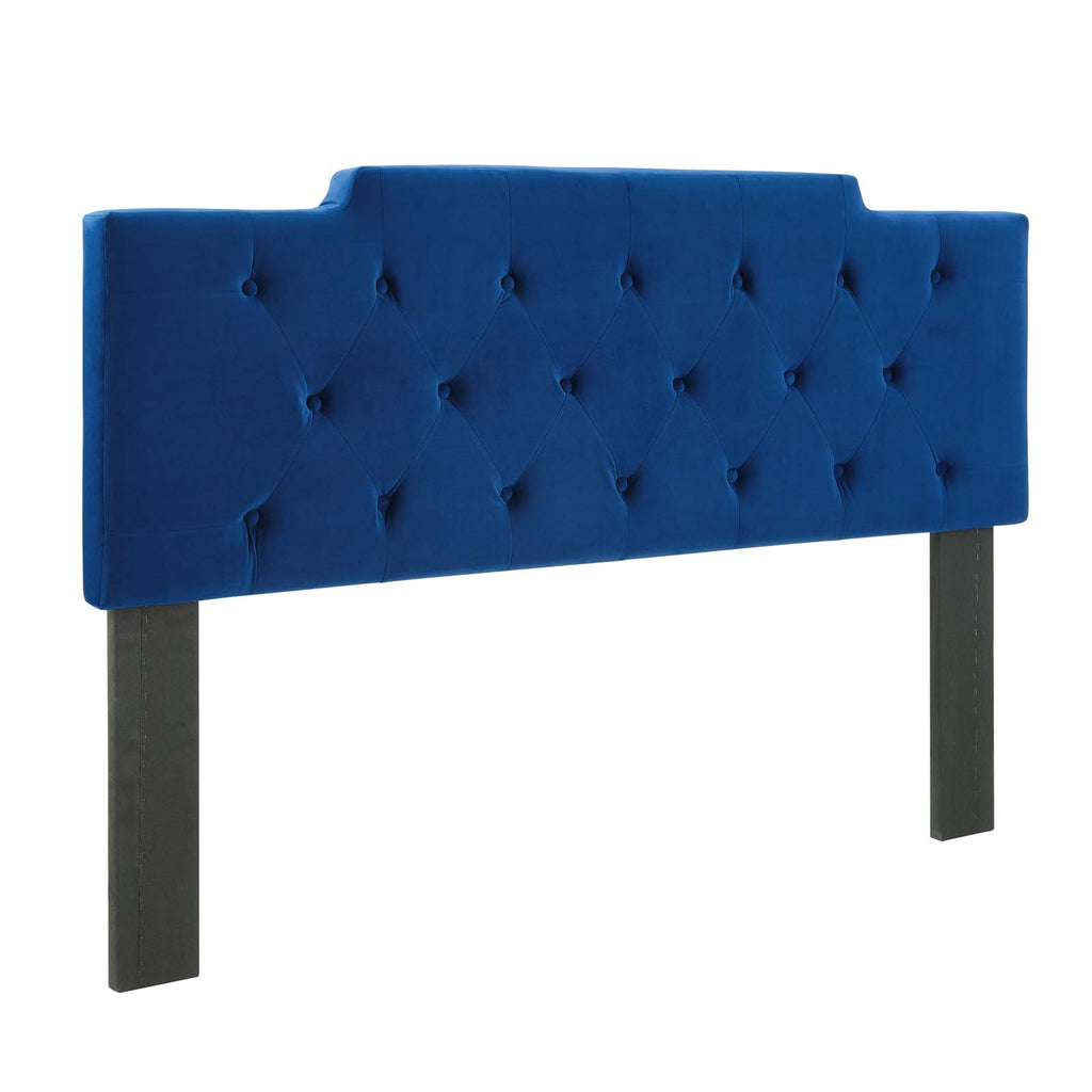 Juliet Tufted Twin Performance Velvet Headboard in Navy