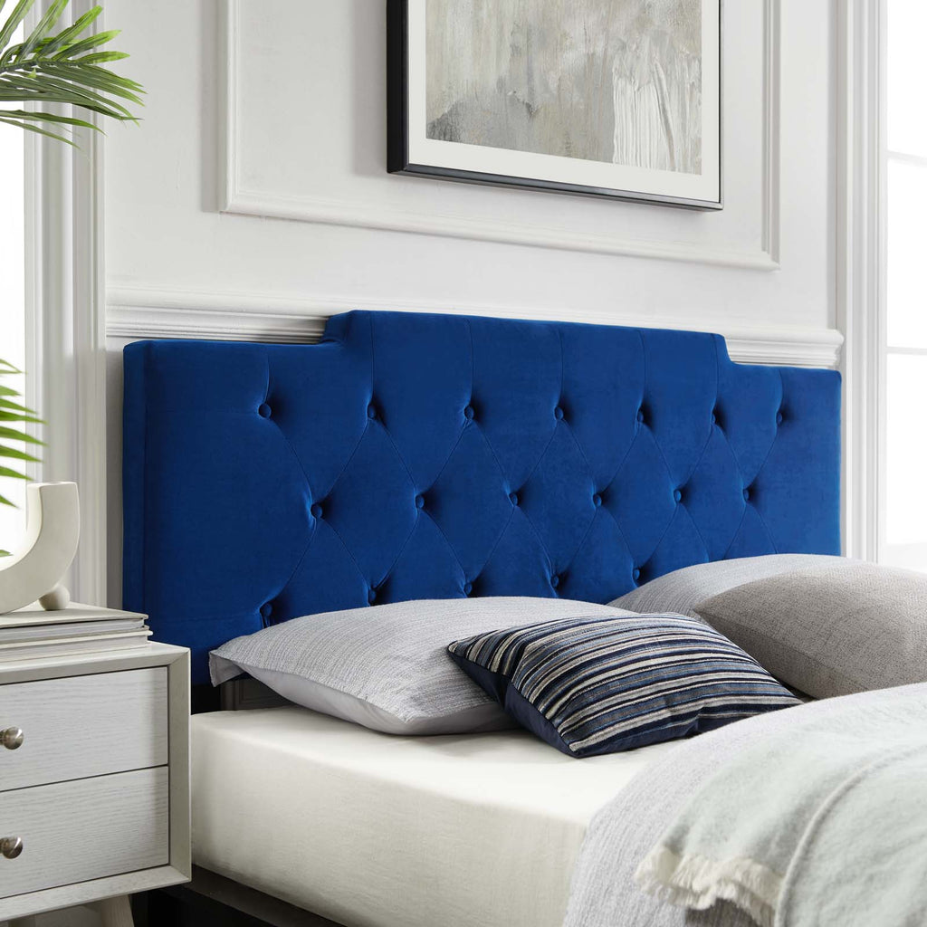 Juliet Tufted Full/Queen Performance Velvet Headboard in Navy