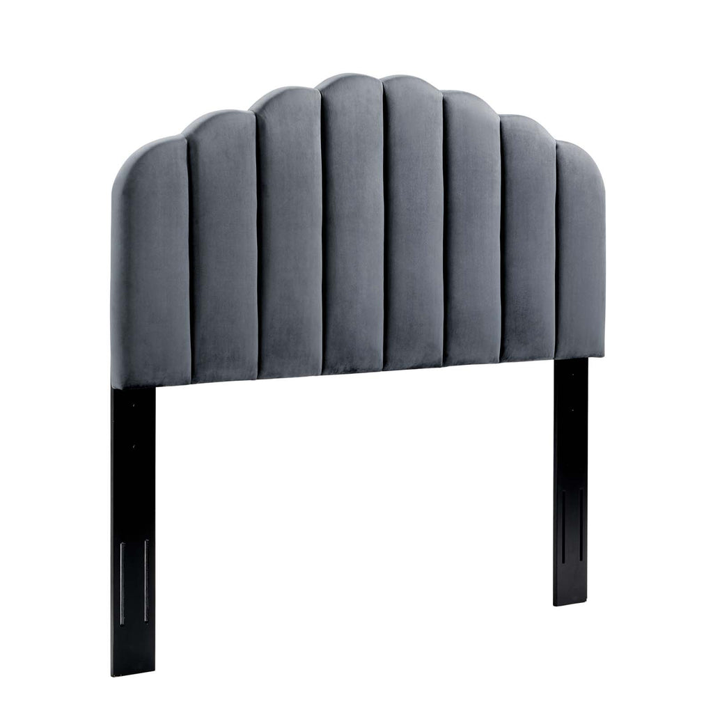 Veronique Twin Performance Velvet Headboard in Charcoal