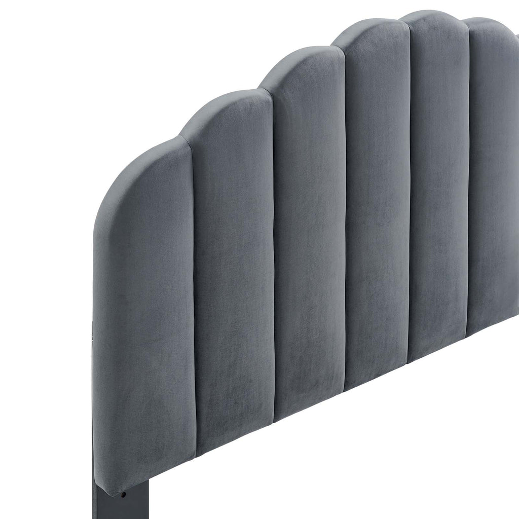 Veronique Twin Performance Velvet Headboard in Charcoal