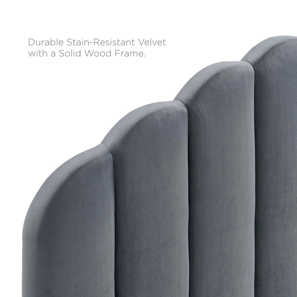 Veronique Twin Performance Velvet Headboard in Charcoal