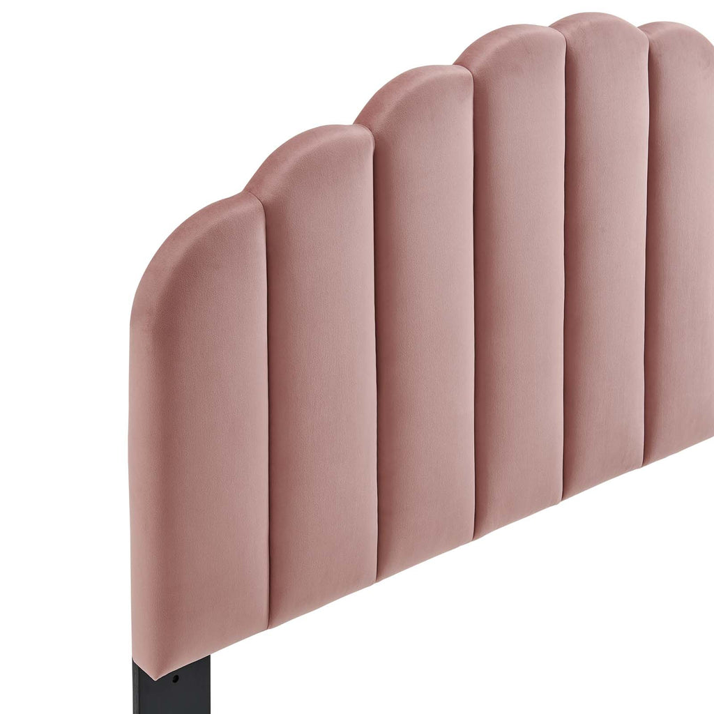 Veronique Twin Performance Velvet Headboard in Dusty Rose