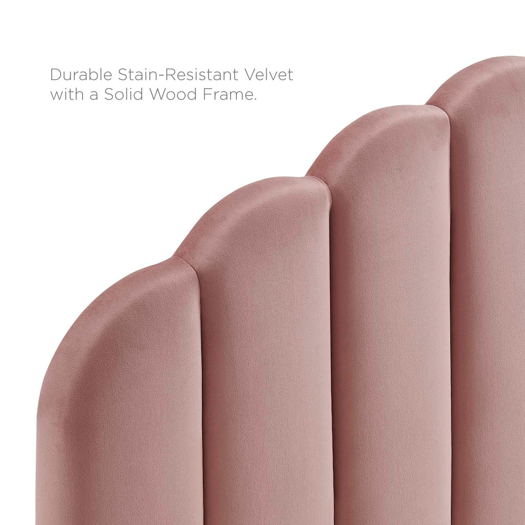 Veronique Twin Performance Velvet Headboard in Dusty Rose