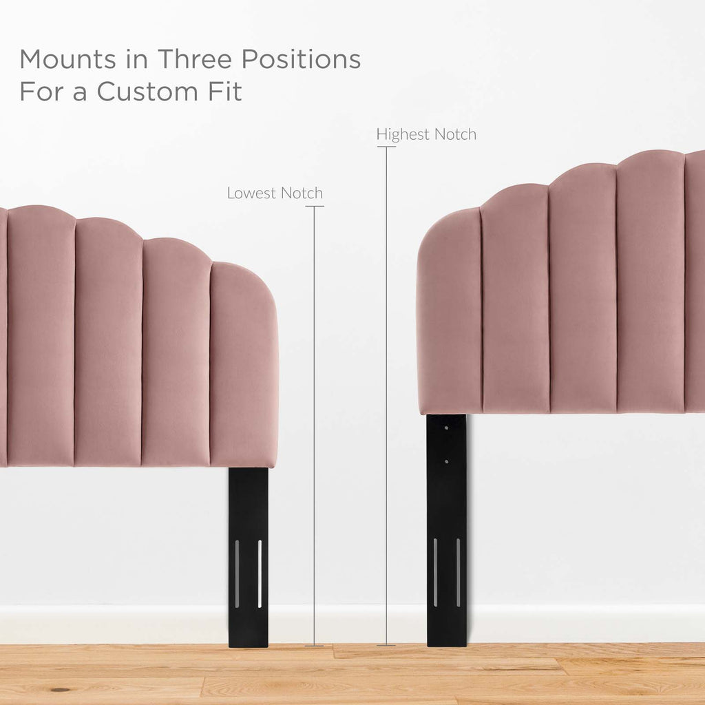 Veronique Twin Performance Velvet Headboard in Dusty Rose