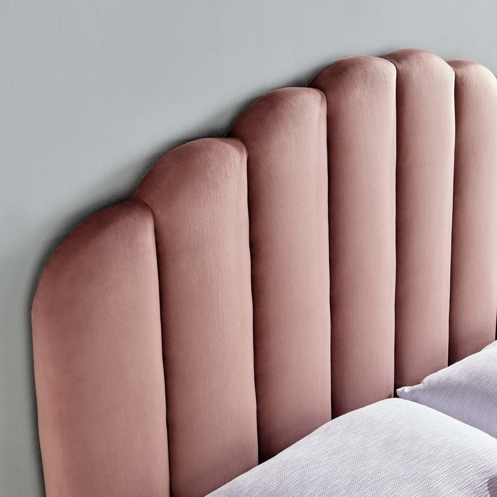 Veronique Twin Performance Velvet Headboard in Dusty Rose