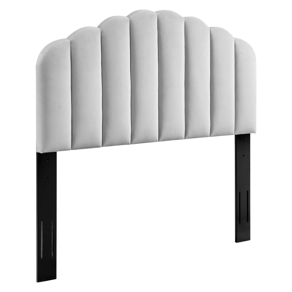 Veronique Twin Performance Velvet Headboard in Light Gray